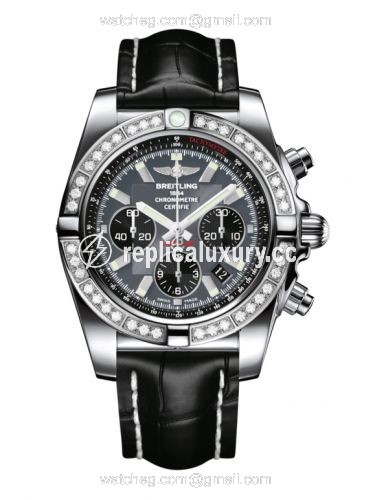 Breitling Chronomat 44 Stainless Steel / Diamond / Blackeye Gray / Croco AB011053.F546.743P