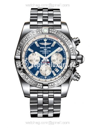 Breitling Chronomat 44 Stainless Steel / Diamond / Metallica Blue / Bracelet AB0110AA.C788.375A