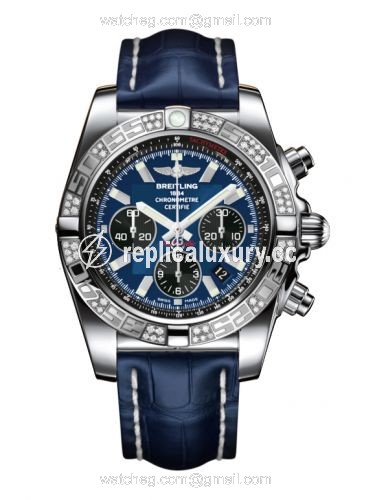 Breitling Chronomat 44 Stainless Steel / Diamond / Blackeye Blue / Croco AB0110AA.C789.731P