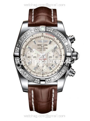 Breitling Chronomat 44 Stainless Steel / Diamond / Sierra Silver / Croco AB0110AA.G684.739P