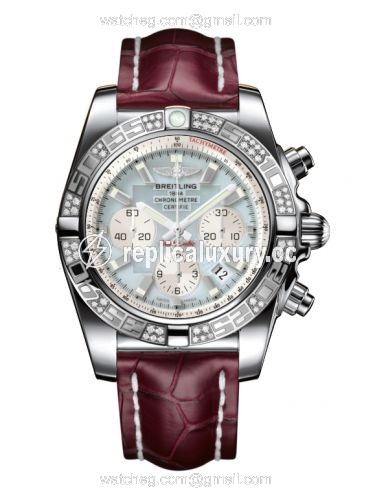 Breitling Chronomat 44 Stainless Steel / Diamond / Gray Pearl / Croco AB0110AA.G685.735P