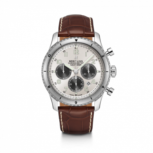 Breitling Navitimer 8 B01 Chronograph 43 Stainless Steel / Silver / Brown Croco AB01171A1G1P1