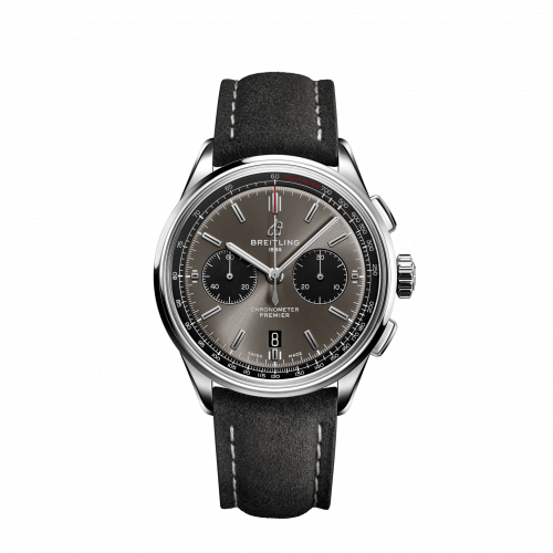 Breitling Premier B01 Chronograph 42 Stainless Steel / Anthracite / Nubuck / Folding AB0118221B1X1