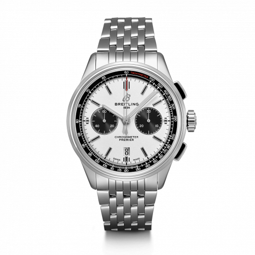 Breitling Premier B01 Chronograph 42 Stainless Steel / Silver / Croco / Pin AB0118221G1A1