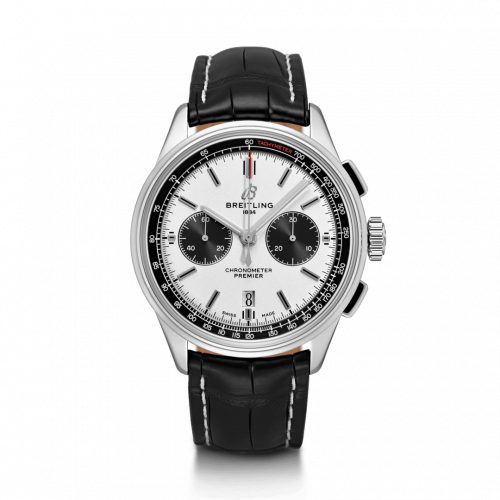 Breitling Premier B01 Chronograph 42 Stainless Steel / Silver / Croco / Folding AB0118221G1P1