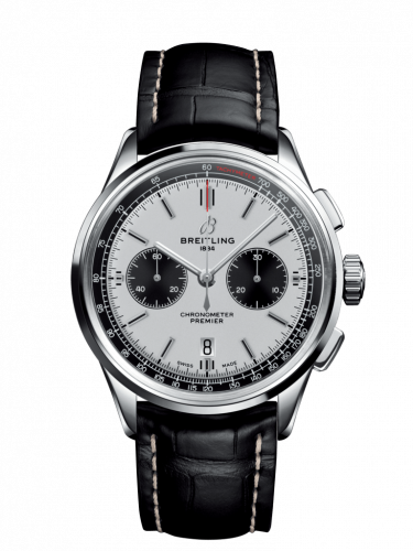 Breitling Premier B01 Chronograph 42 Stainless Steel / Silver / Croco / Pin AB0118221G1P2