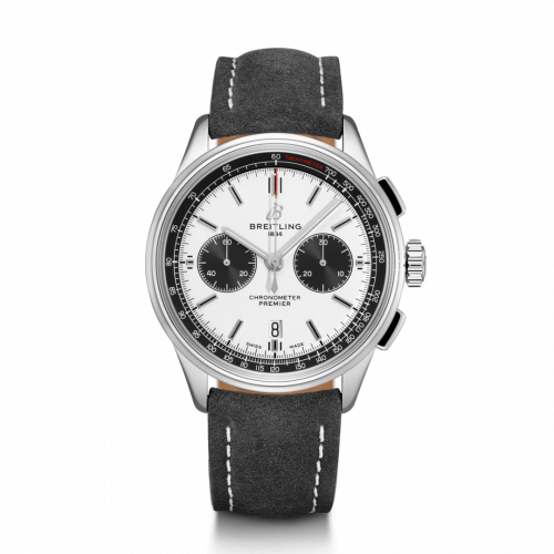 Breitling Premier B01 Chronograph 42 Stainless Steel / Silver / Anthracite Nubuck / Pin AB0118221G1X2