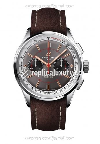 Breitling Premier B01 Chronograph 42 Stainless Steel / Wheels and Waves / Nubuck / Pin AB0118A31B1X2