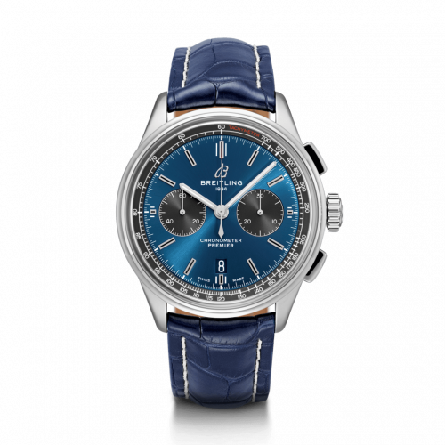 Breitling Premier B01 Chronograph 42 Stainless Steel / Blue / Croco / Folding AB0118A61C1P1