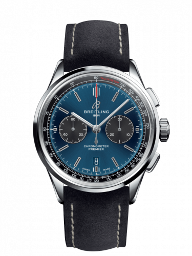 Breitling Premier B01 Chronograph 42 Stainless Steel / Blue / Anthracite Nubuck / Pin AB0118A61C1X4