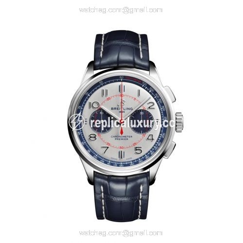 Breitling Premier B01 Chronograph 42 Bentley Mulliner Stainless Steel / Silver / Croco / Folding AB0118A71G1P1