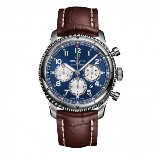 Breitling Aviator 8 B01 Chronograph 43 Stainless Steel / Blue / Croco / Folding AB0119131C1P4