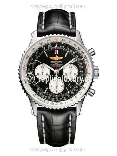 Breitling Navitimer 01 43 Stainless Steel / Black / Alligator / Pin AB012012/BB01/743P/A20BA.1