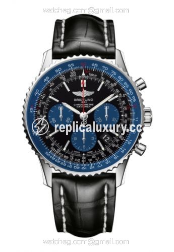 Breitling Navitimer 01 43 Stainless Steel / Blue Edition / Croco / Pin AB012116/BE09/743P/A20BA.1