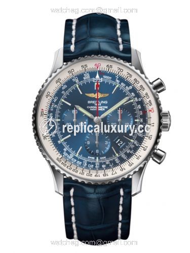 Breitling Navitimer 01 46 Stainless Steel / Aurora Blue / Croco / Pn AB012721/C889/746P/A20BA.1