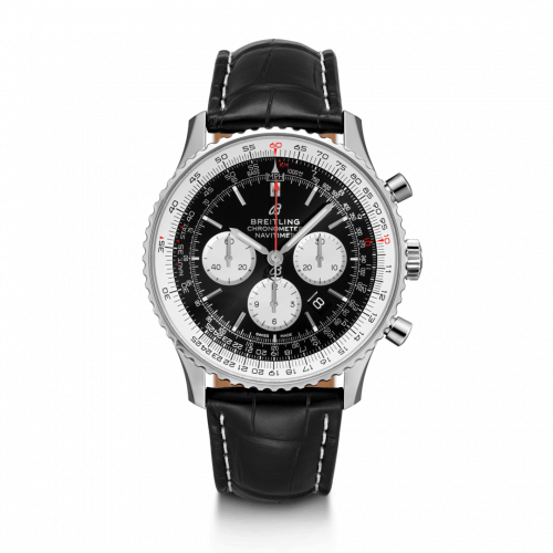Breitling Navitimer 1 B01 Chronograph 46 Stainless Steel / Black / Croco / Folding AB0127211B1P2