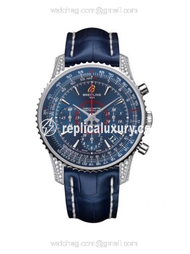 Breitling Montbrillant 01 Stainless Steel / Diamondworks / Aurora Blue / Croco AB013067|C894|718P