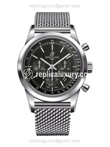 Breitling Transocean Chronograph Stainless Steel / Black / Bracelet AB0152121B1A1