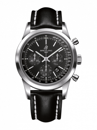 Breitling Transocean Chronograph Stainless Steel / Black / Calf / Folding AB015212/BA99/436X/A20D.1