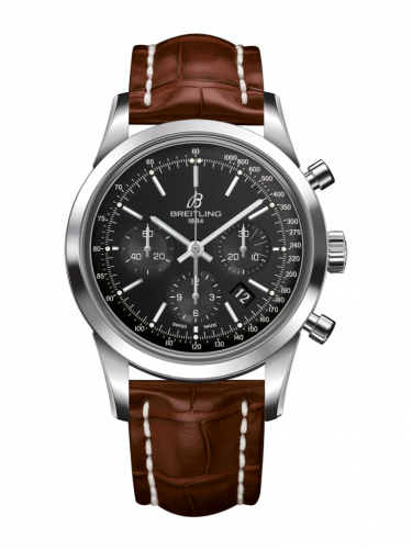 Breitling Transocean Chronograph Stainless Steel / Black / Croco / Pin AB015212/BA99/737P/A20BA.1