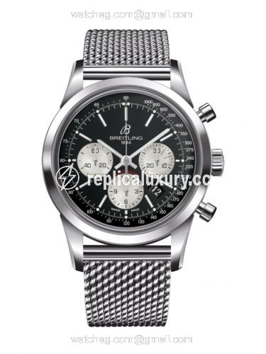 Breitling Transocean Chronograph Stainless Steel / Reverse Panda / Bracelet AB015212/BF26/154A