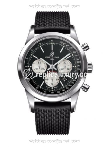Breitling Transocean Chronograph Stainless Steel / Reverse Panda / Rubber / Pin AB015212/BF26/278S/A20S.1