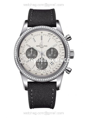 Breitling Transocean Chronograph Stainless Steel / Diamond / Panda / Military AB015253.G724.109W