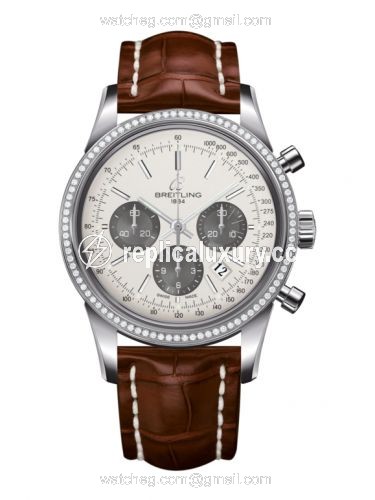 Breitling Transocean Chronograph Stainless Steel / Diamond / Panda / Croco AB015253.G724.737P