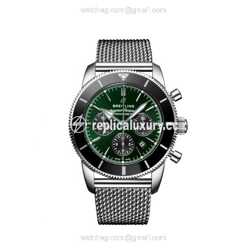 Breitling Superocean Heritage II B01 Chronograph 44 Stainless Steel / Green / Mesh AB01621A1L1A1