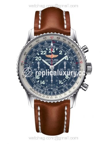 Breitling Cosmonaute Stainless Steel / Blue / Calf AB0210B4.C917.433X