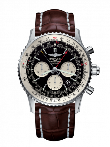 Breitling Navitimer Rattrapante Stainless Steel / Black / Croco / Folding AB031021/BF77/757P/A20D.1