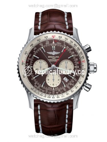 Breitling Navitimer Rattrapante Stainless Steel / Panamerican Bronze / Croco / Pin AB0310211Q1P2