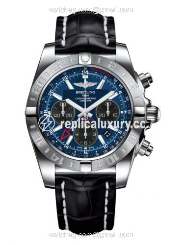Breitling Chronomat 44 GMT Stainless Steel / Blackeye Blue / Croco AB042011.C852.743P
