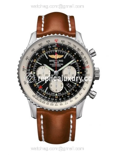 Breitling Navitimer GMT Stainless Steel / Black / Calf / Pin AB044121.BD24.439X