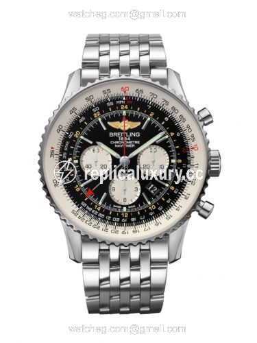 Breitling Navitimer GMT Stainless Steel / Black / Bracelet AB044121/BD24/443A