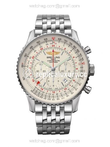 Breitling Navitimer GMT Stainless Steel / Silver / Bracelet AB044121/G783/443A
