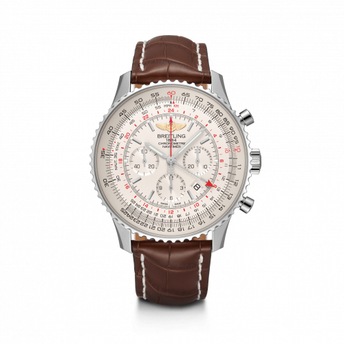 Breitling Navitimer GMT Stainless Steel / Silver / Croco / Pin AB0441211G1P1