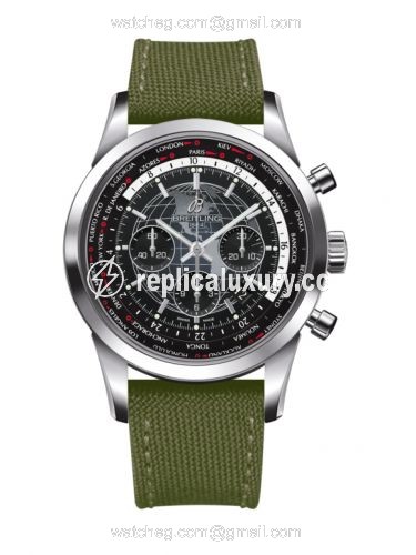 Breitling Transocean Chronograph Unitime Stainless Steel / Black / Military AB0510U4.BE84.105W.
