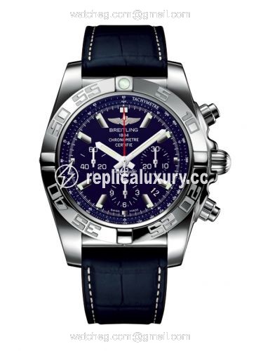 Breitling Chronomat 44 Stainless Steel / Blue MOP / Croco Rubber AB01102A.C946.290S