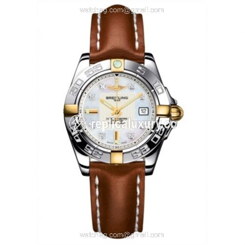 Breitling Galactic 32 Two Tone MOP / Diamond / Calf B71356L2.A710.406X