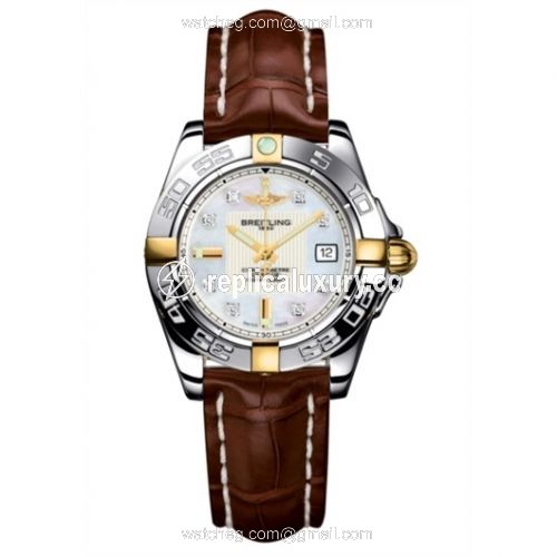 Breitling Galactic 32 Two Tone MOP / Diamond / Alligator B71356L2.A710.778P