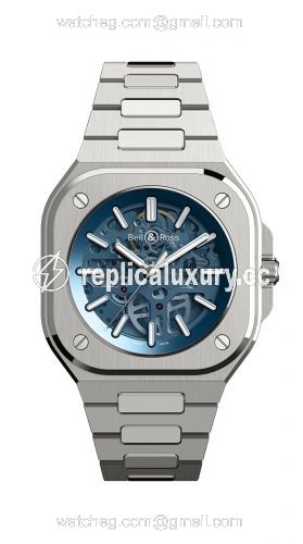 Bell & Ross BR 05 Stainless Steel / Skeleton Blue / Bracelet BR05A-BLU-SKST/SST