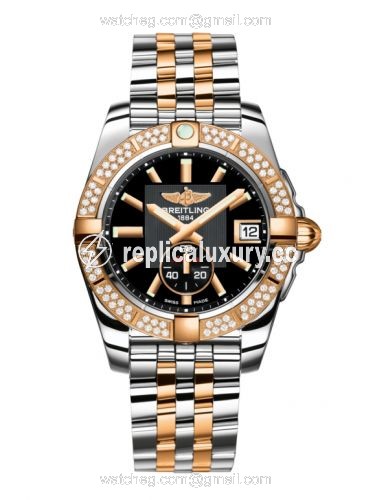 Breitling Galactic 36 Automatic Stainless Steel / Rose Gold / Diamond / Volcano Black / Bracelet C3733053.BA54.376C