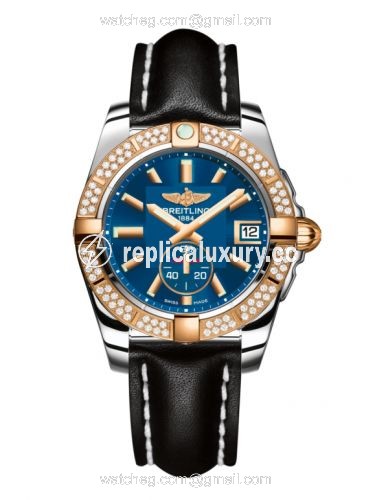Breitling Galactic 36 Automatic Stainless Steel / Rose Gold / Diamond / Gun Blue / Calf C3733053.C831.414X
