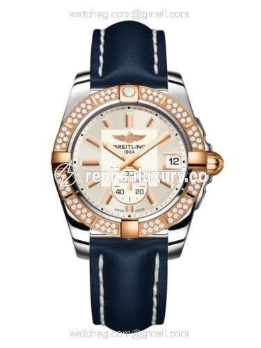 Breitling Galactic 36 Automatic Stainless Steel / Rose Gold / Diamond / Stratus Silver / Calf C3733053.G714.194X