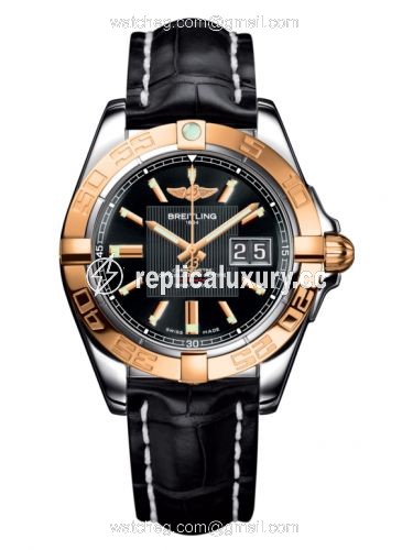 Breitling Galactic 41 Stainless Steel / Rose Gold / Trophy Black / Croco C49350L2.BA09.728P