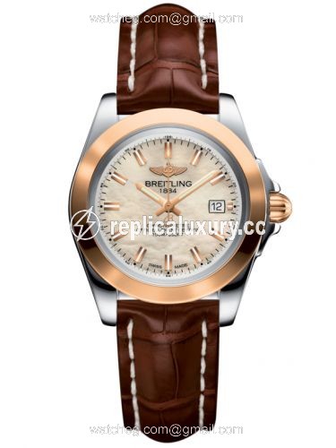 Breitling Galactic 32 Sleek Edition Stainless Steel / Rose Gold / Pearl / Croco C7133012/A802/778P/A14BA.1