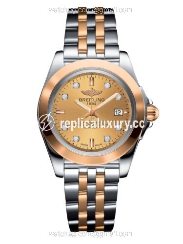 Breitling Galactic 32 Sleek Edition Stainless Steel / Rose Gold / Golden Sun Diamond / Bracelet C7133012/H550/792C