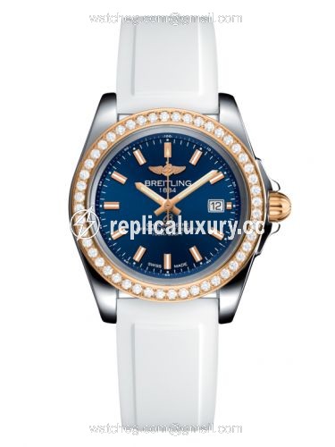 Breitling Galactic 32 Sleek Edition Stainless Steel / Rose Gold / Diamond / Horizon Blue / Rubber C7133053/C952/164S/A14S.1
