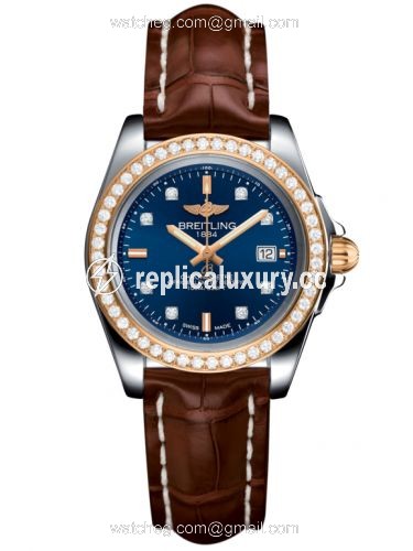 Breitling Galactic 32 Sleek Edition Stainless Steel / Rose Gold / Diamond / Horizon Blue Diamond / Croco C7133053/C967/778P/A14BA.1
